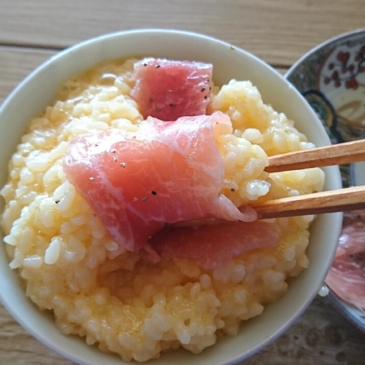 白ワインに合う〆の生ハム卵かけご飯